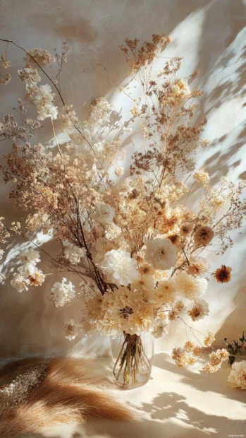 Pretty floral arrangement shining in sunlight inspired by Pretty floral phone wallpaper.