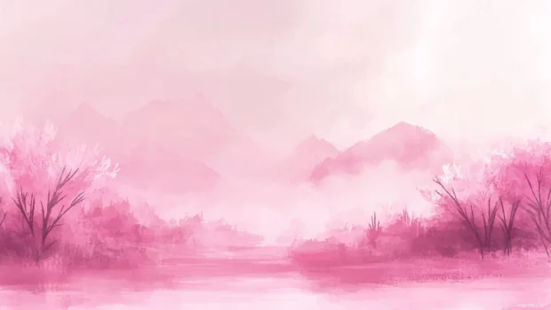 Pretty pink aesthetic background, Pretty pastel landscape painted with soft brush strokes.