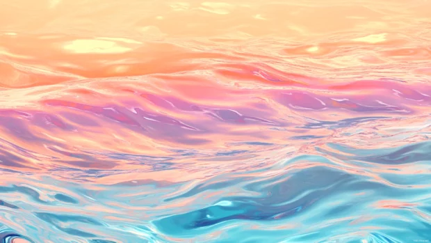 Pretty waves reflecting pastel sunset sky colors inspired by Pretty ocean sunset wallpaper.