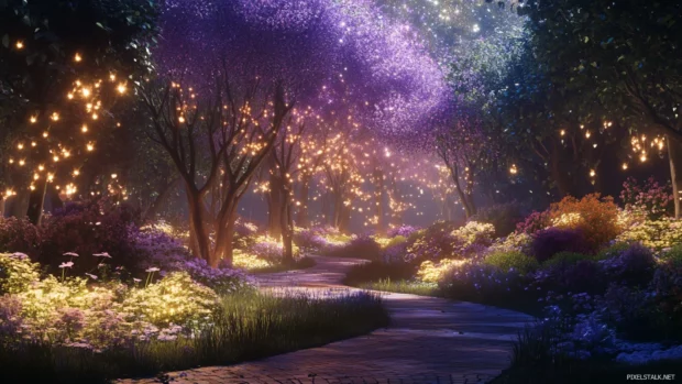 Quiet gardens basking under glittering universes.