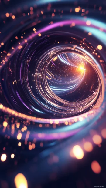 Radiant neon spiral converging into a glowing vortex of abstract light.