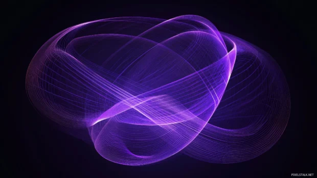 Radiant purple neon lines forming an elegant spiral on a dark backdrop.