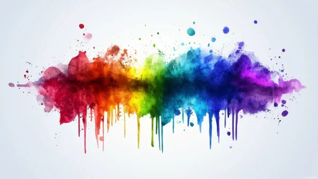 Rainbow watercolor background with a spectrum of colors.