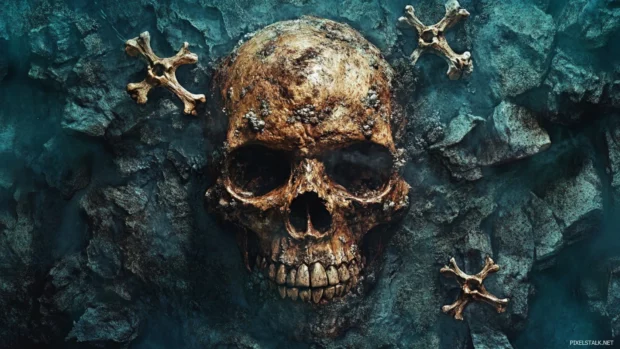 Realistic skull desktop wallpapers HD with bone textures and natural shadows.