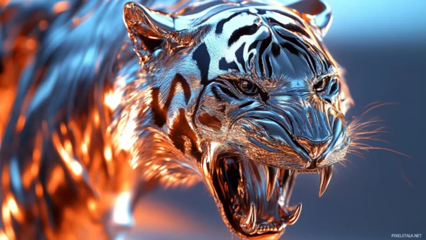 Rendered in, the Chrome Tiger makes an excellent choice for Amazing wallpapers for PC display.