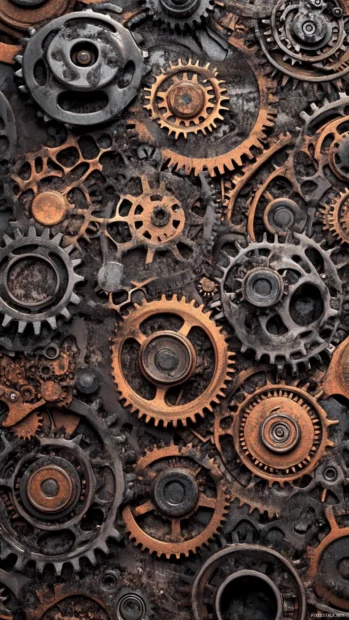 Retro Trippy patterns of interlocking gears and cogs, a fascinating design for iPhone.