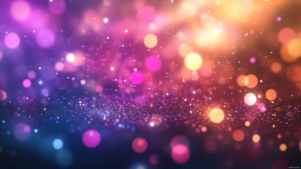 Retro cool neon aesthetics, Particles of neon light sparkling in void.