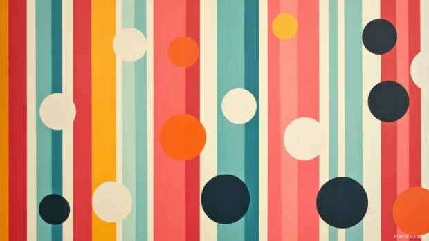 Retro polka dots and stripes creating layered harmony.
