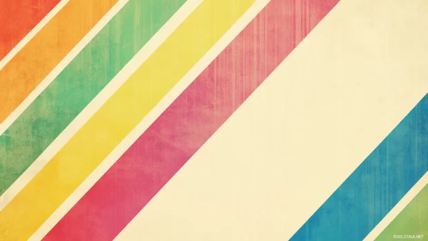 Retro rainbow lines over faded cream background for desktop wallpapers HD.