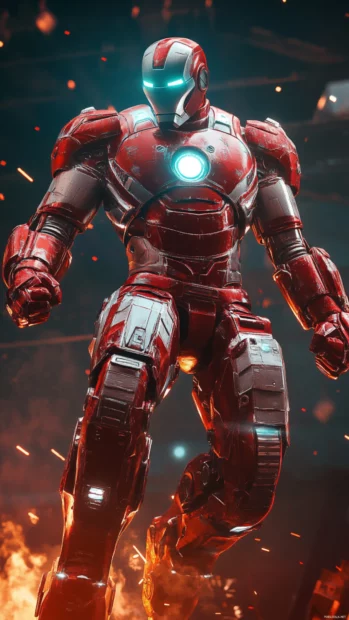 Retro style Iron Man design in high detail, included in Iron Man phone wallpaper collections.