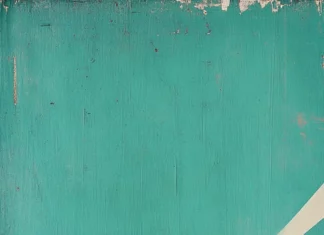 Retro sunburst motif radiating from corner of teal screen.