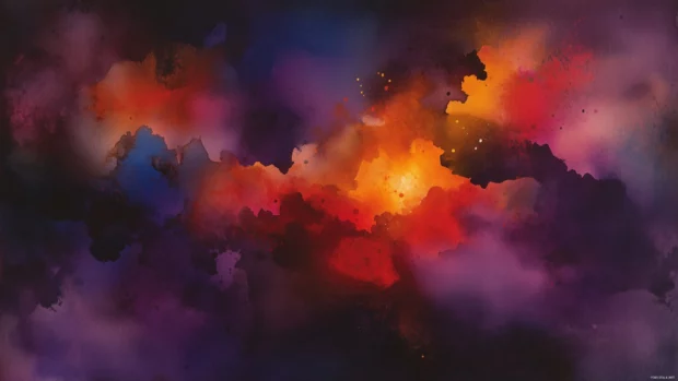 Rich purple watercolor background with deep, luxurious shades.