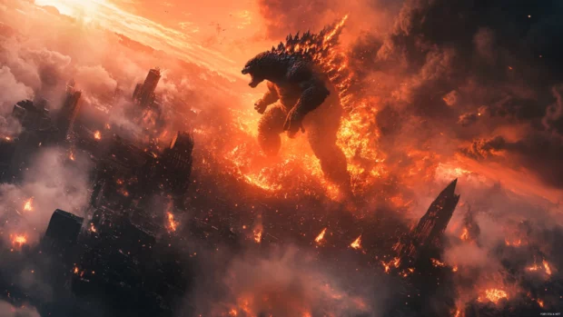 Roaring chaos in cinematic Godzilla x Kong wallpapers for 4K desktop backgrounds.