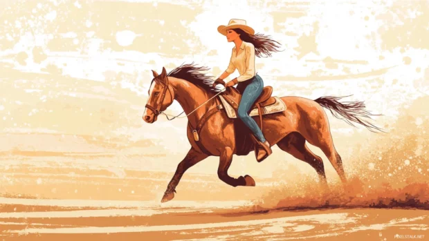 Rodeo arena scene in classic cowgirl wallpaper western style.