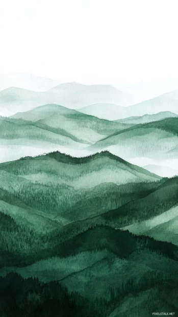 Rolling hills fading into dreamlike Aesthetic Watercolor horizons, Clean and Elegant style.