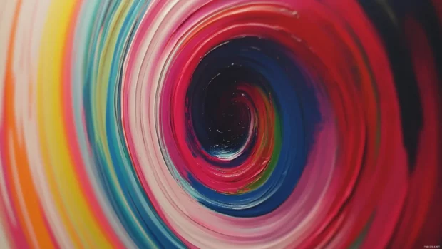 Rotating rings of color melting into one another in a surreal trippy movement.