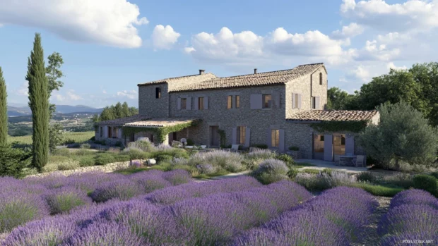 Rustic pretty village surrounded by lavender fields.