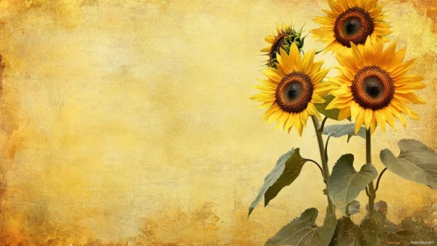 Rustic sunflowers with grunge texture overlay, inspired by floral PC Wallpapers in country style.