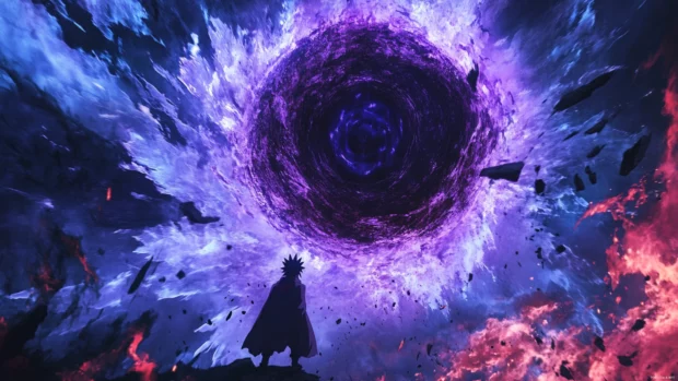 Sasuke activating his Eternal Mangekyo Sharingan.