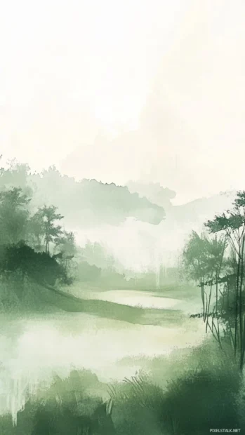 Serene meadows blurred in morning Aesthetic Watercolor breeze, Clean and Elegant style.