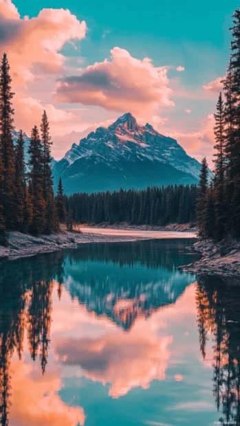 Serene river reflecting Pretty Sunset sky, Serene sunset landscape wallpaper.