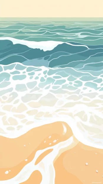 Serene summer iphone background inspired by light ocean waves and simple beach silhouettes.