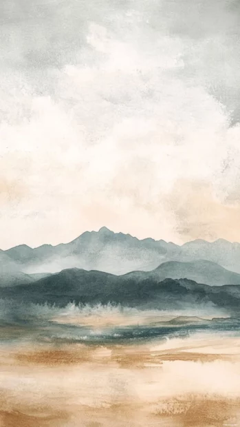 Serene watercolor clouds wallpaper for phone with muted pastel skies.
