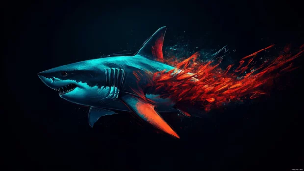 Shark desktop wallpapers  resolution featuring great white shark in dramatic lighting.