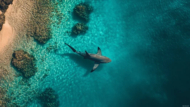 Shark desktop wallpapers with clean marine palette and natural shadows.