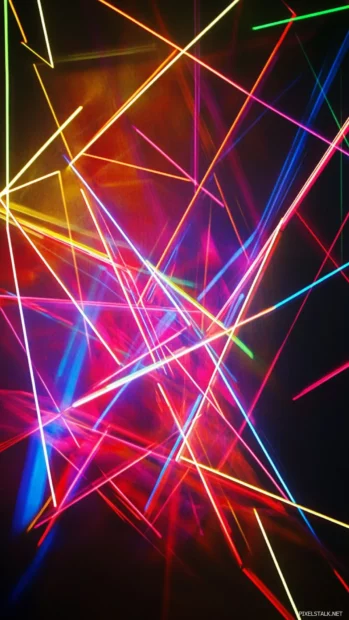 Sharp neon beams creating geometric patterns, Minimalist neon art wallpaper.