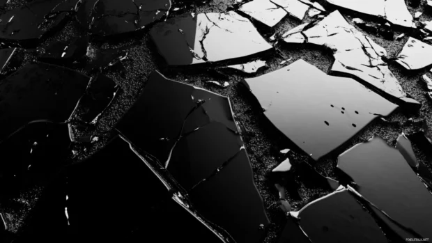 Shattered glass with black tint.