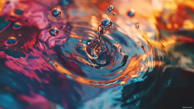 Shimmering water surfaces distorting reflections in motion.