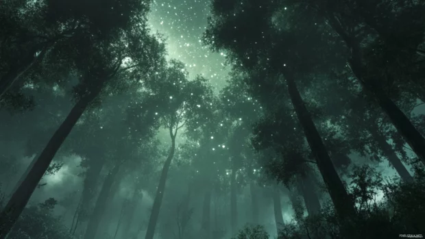 Silent forests trembling under scattered stars.