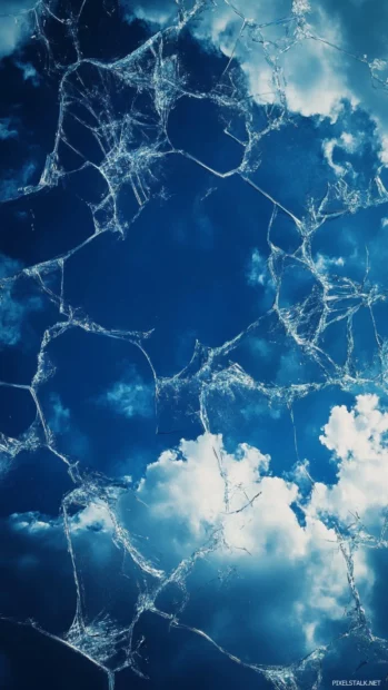 Simple broken glass iPhone screen background with light cracks.