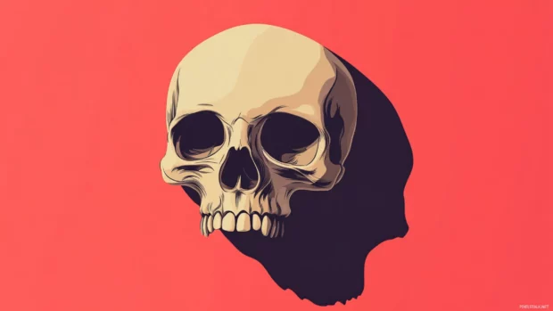 Simple cute skull on a solid background with drop shadow.
