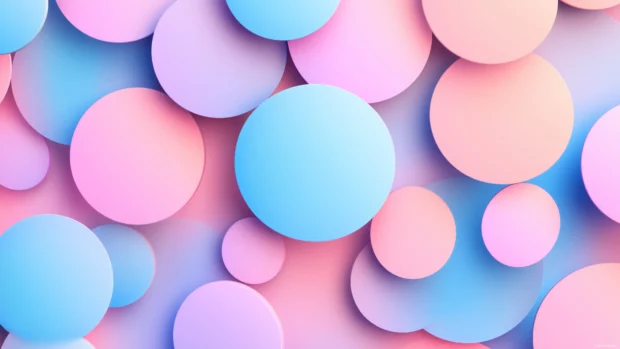 Simple glowing neon circles overlapping in soft pink and blue tones, Vector illustration.