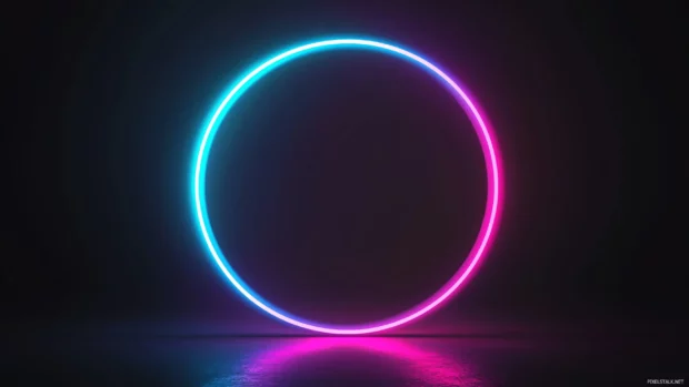 Simple neon infinity loop glowing in cyan and magenta against black, Vector illustration.