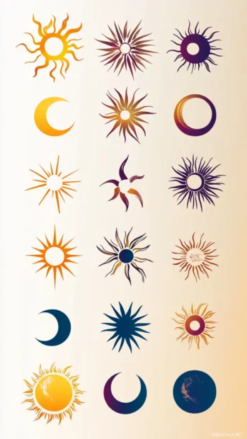 Simple sun and moon icons arranged on a light gradient background.