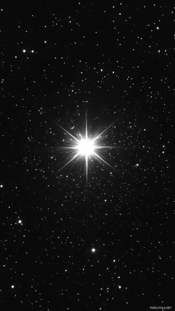 Single bright white star, vast darkness space, subtle aura light, minimalist peaceful night sky.