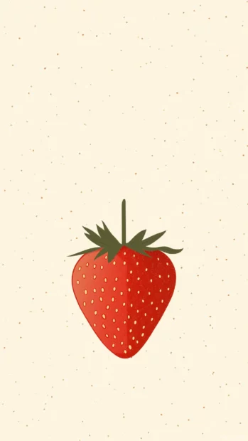 Single large strawberry in the center, vertical minimalist design on pastel cream.