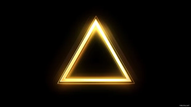 Single neon triangle glowing with soft gradients on a dark background.