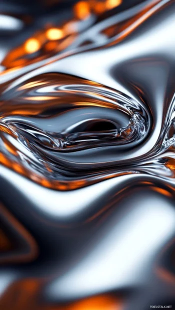 Sleek Cool Moving Wallpapers showing liquid chrome shifting smoothly.
