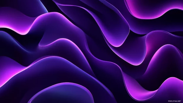 Smooth flowing purple neon waves blending seamlessly with a black background.