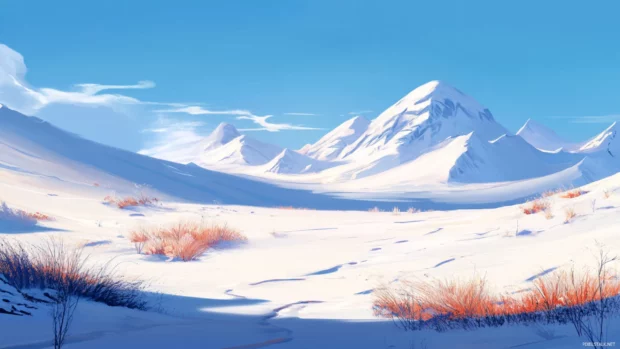Snow dunes forming in the open plain.