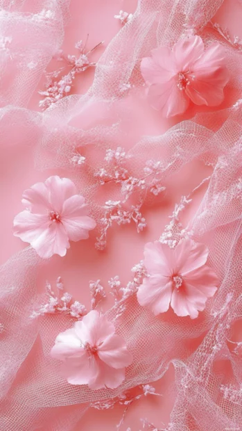 Soft Cute Lock screen Wallpapers decorated with delicate lace and pastel hues.