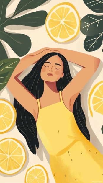 Soft Summer phone Wallpapers featuring lemon slices, fresh citrus vibes and clean design.