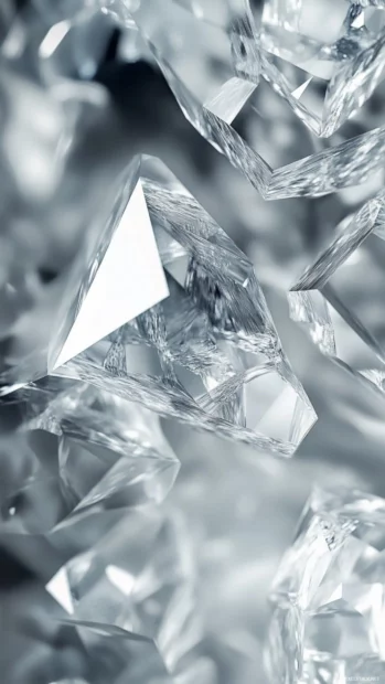 Soft crystal patterns form delicate reflections on the lock screen, creating a gentle aesthetic shimmer.