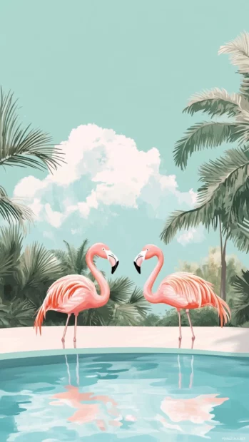 Soft flamingos and pastel pools in a playful Preppy Summer setting.
