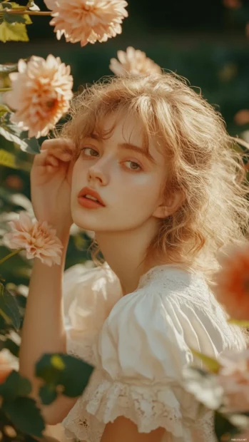 Soft focus pink dahlia flowers with a dreamy, ethereal glow.