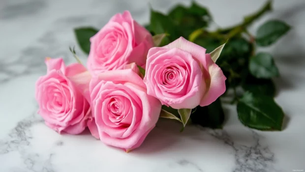 Soft focus pink roses with a dreamy and elegant background.